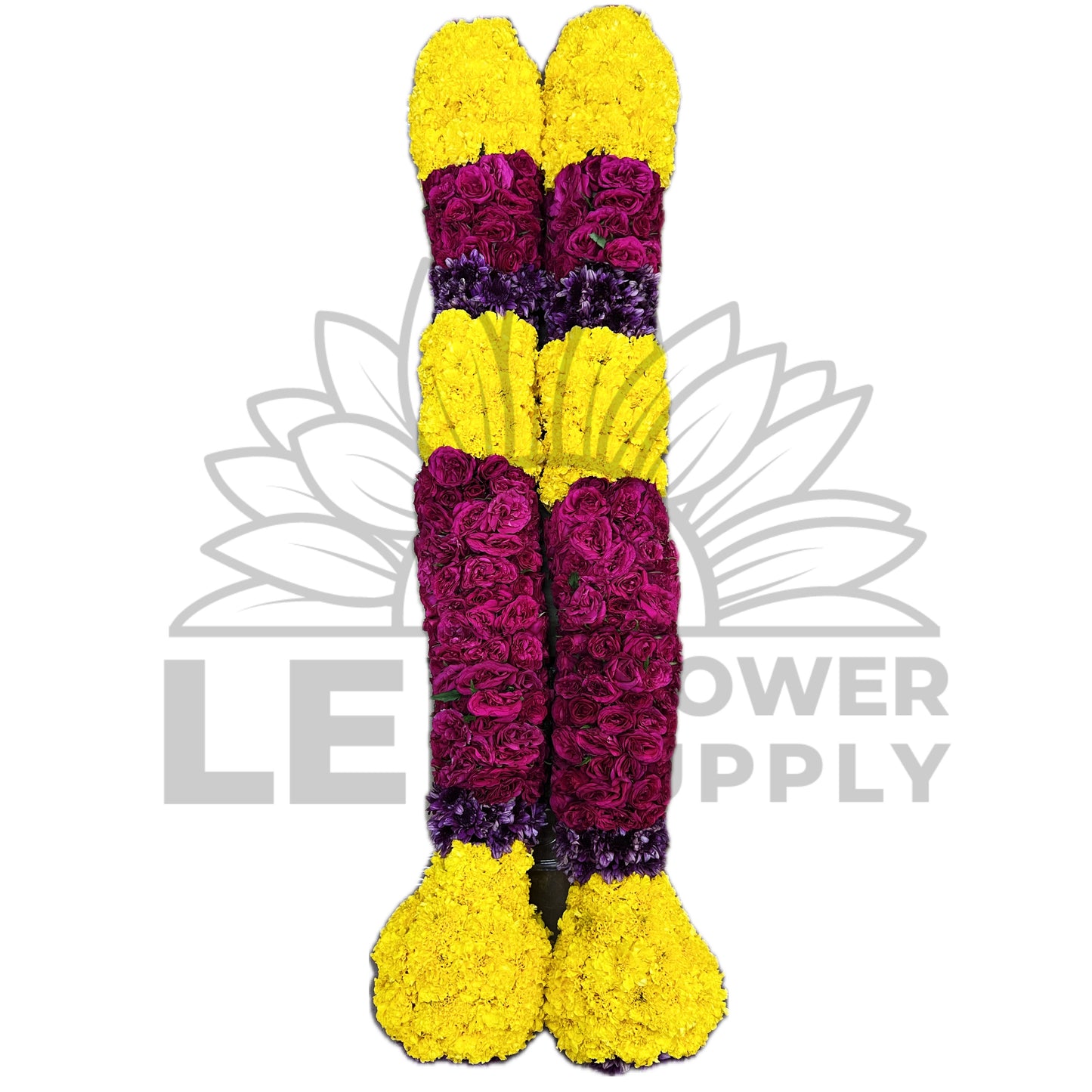 full view of 12 inch thickness vagamalai, yellow/pink/purple contrast