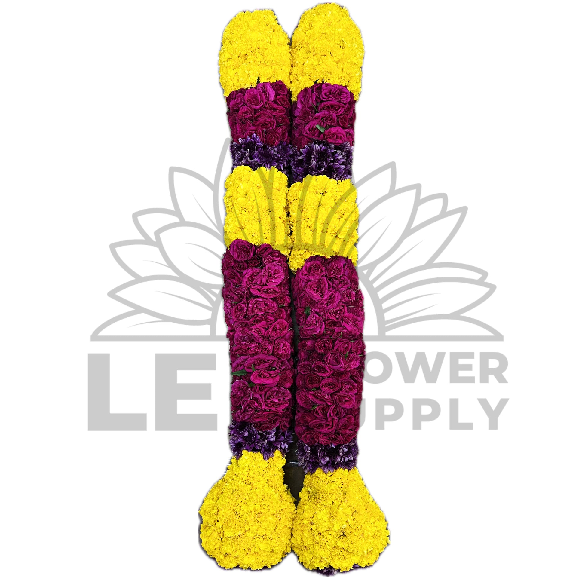 full view of 12 inch thickness vagamalai, yellow/pink/purple contrast