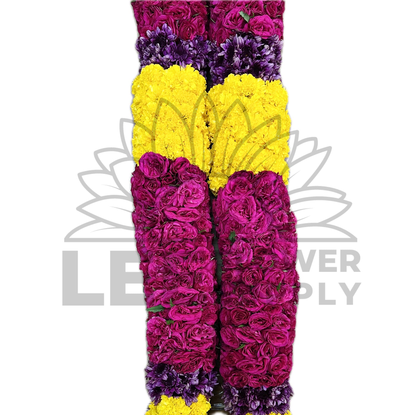 middle view of contrasting 12 inch thickness flower garland