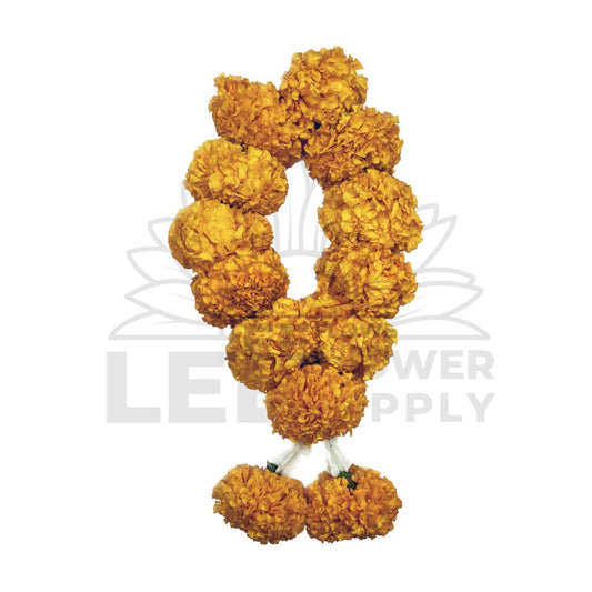 full view of orange thailand kolipu garland 13 pieces
