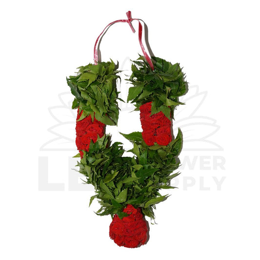 neem leaves garland with red rose 1 foot