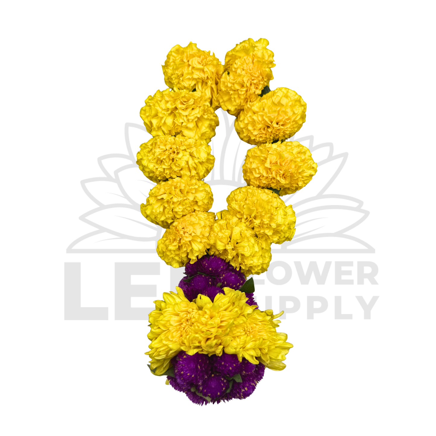 Yellow Marigold Necklace Garland with Vadamali & Chrysanthemum
