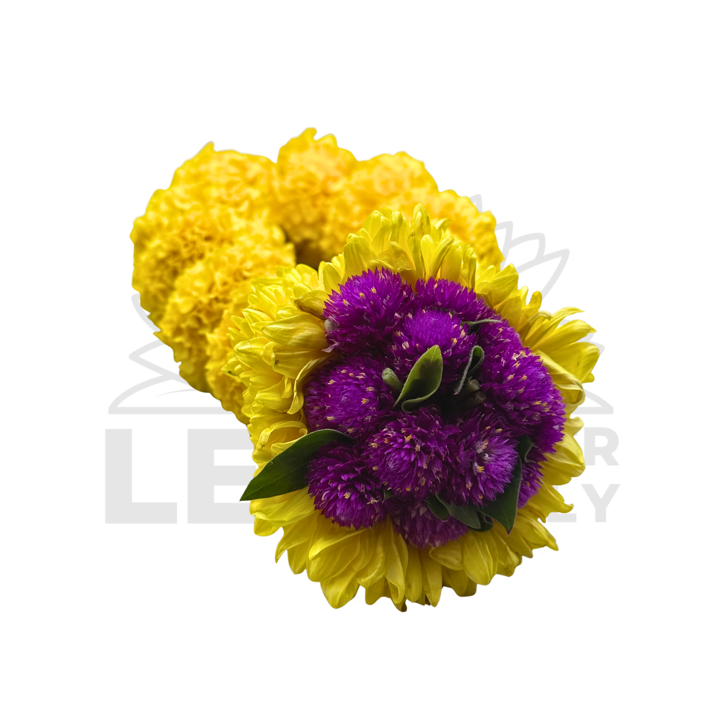 Yellow Marigold Necklace Garland with Vadamali & Chrysanthemum
