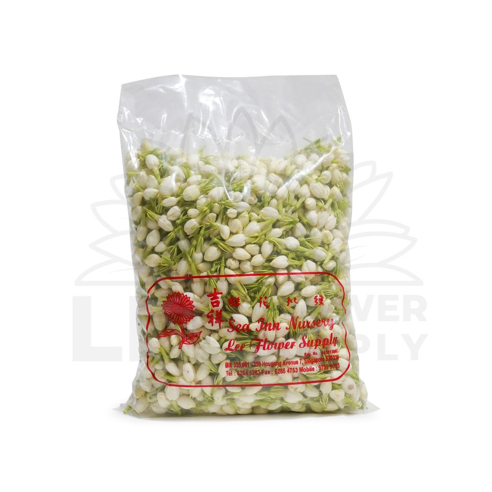 a bag of jasmine flower with stalk with logo